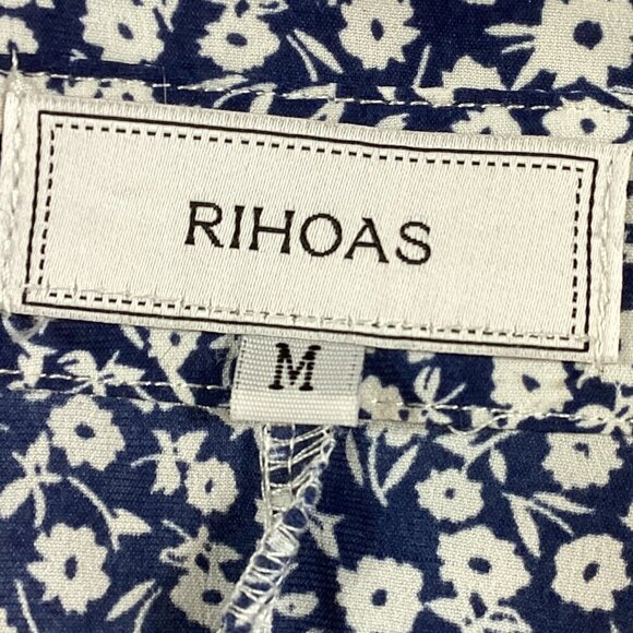 RIHOAS Long Sleeve Button Front Shirt Dress Sz M Blue & White Ditzy Floral #47Q - Picture 8 of 9